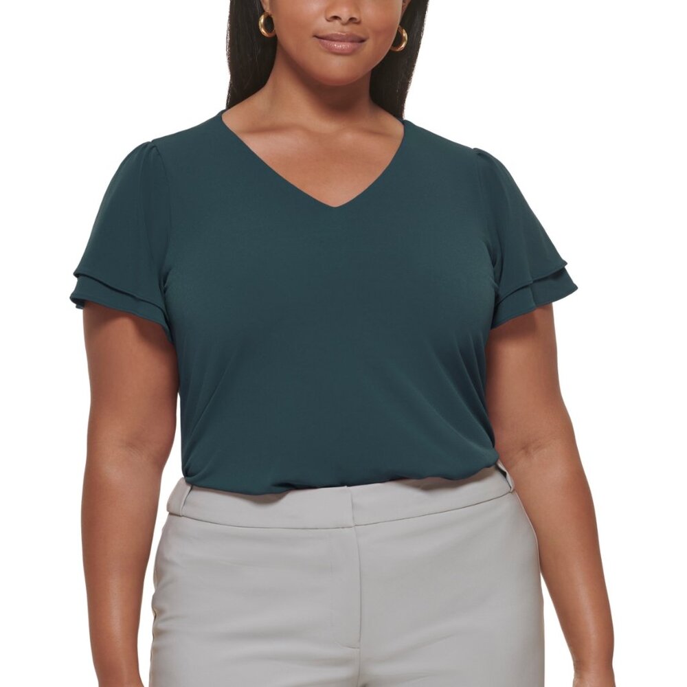 Calvin Klein Forest Green Flowy Top